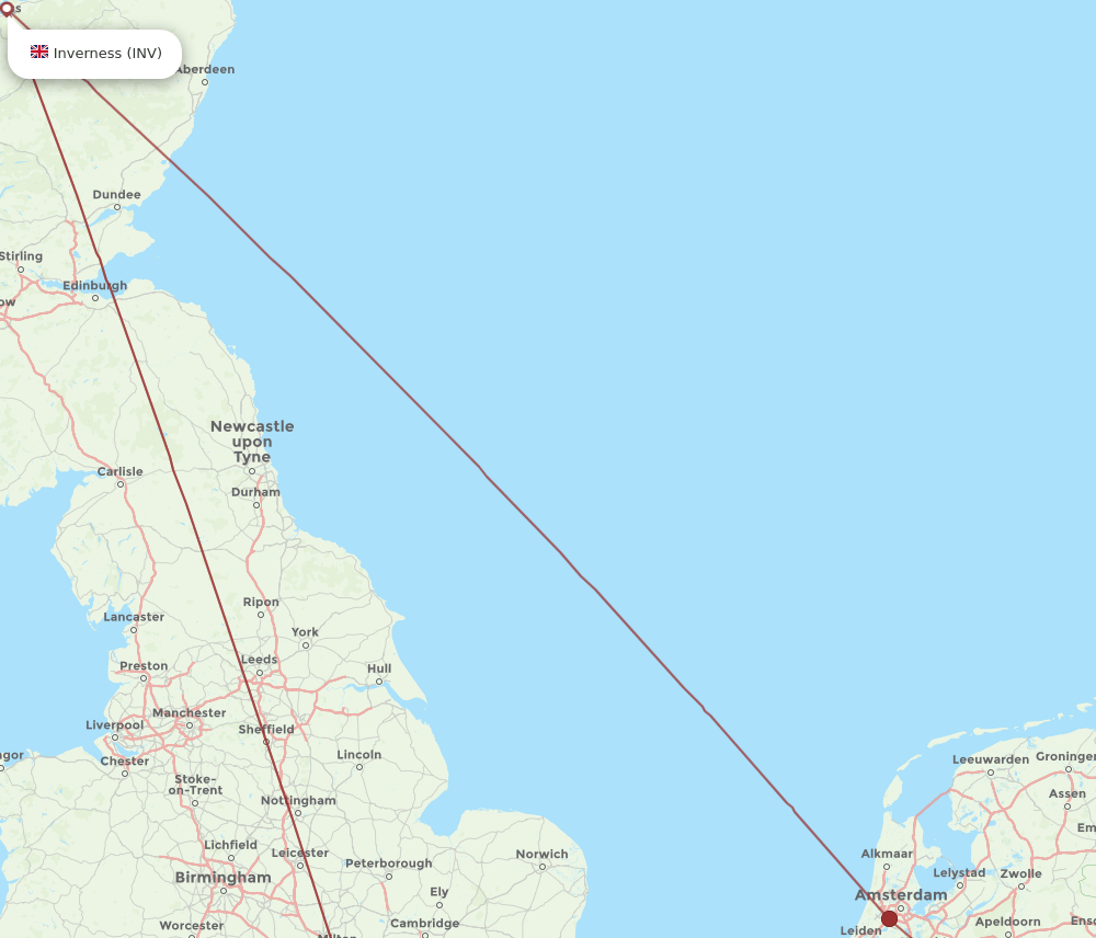 INV to DUS flights and routes map