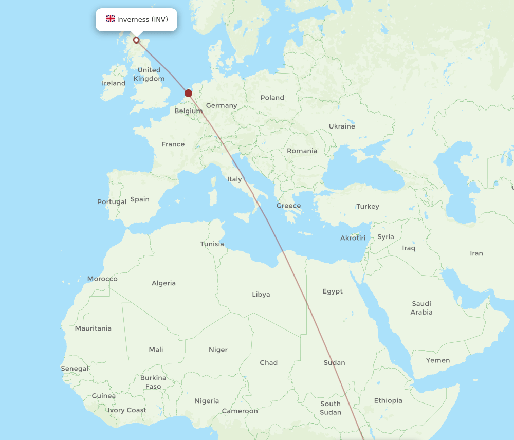 INV-JRO flight routes