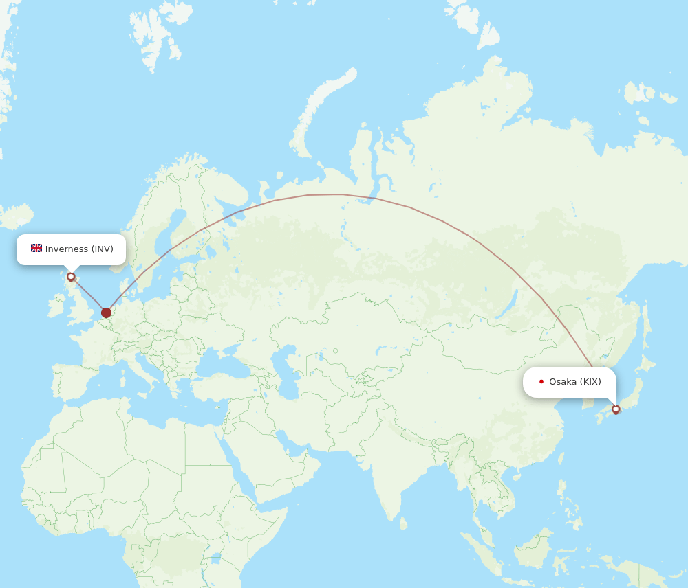 INV-KIX flight routes