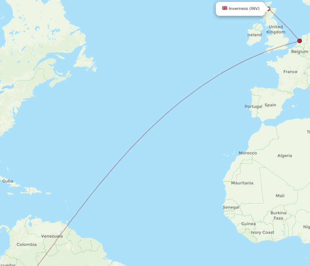 Lima - Inverness route map and flight paths