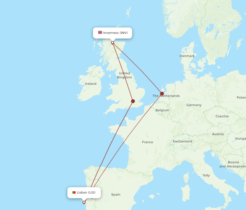 INV-LIS flight routes