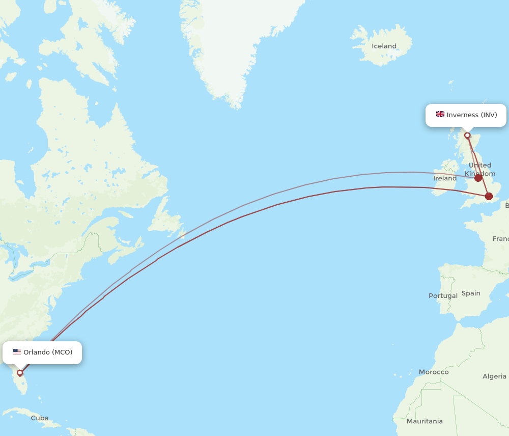 INV-MCO flight routes