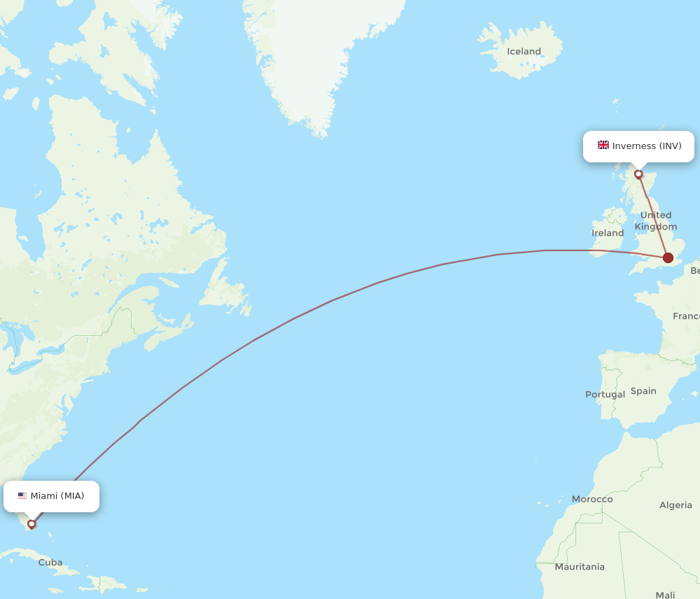INV-MIA flight routes
