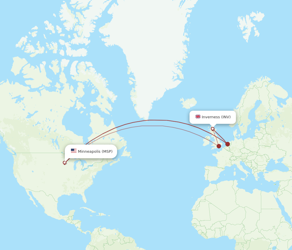 INV-MSP flight routes