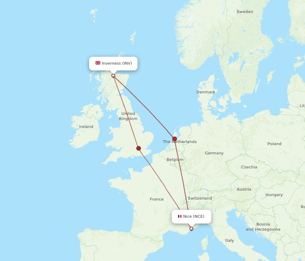 INV-NCE flight routes