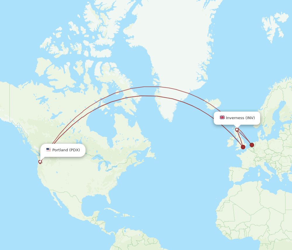 INV-PDX flight routes