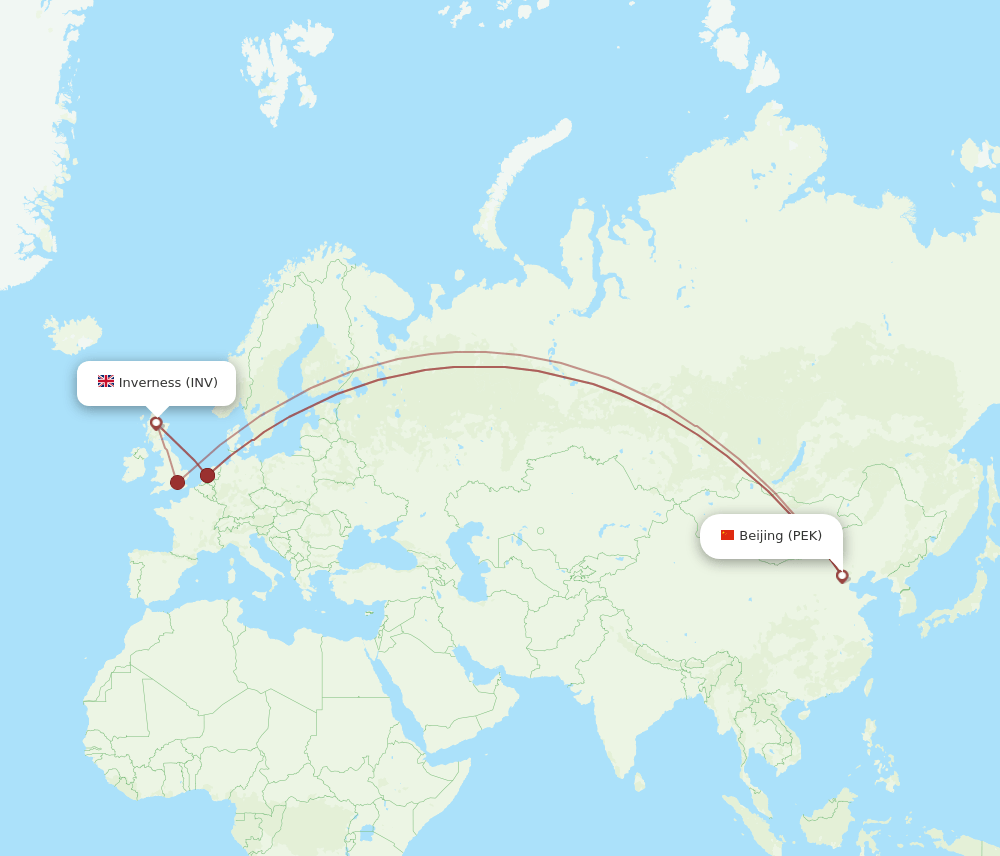 INV to PEK flights and routes map