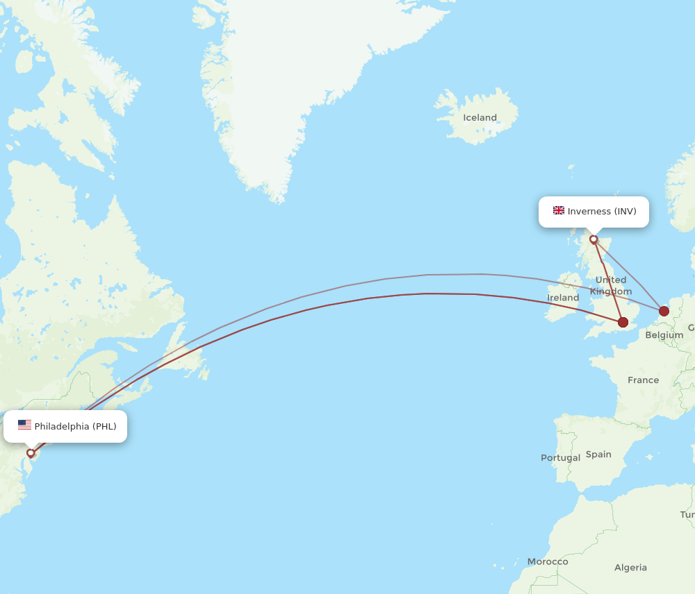INV-PHL flight routes