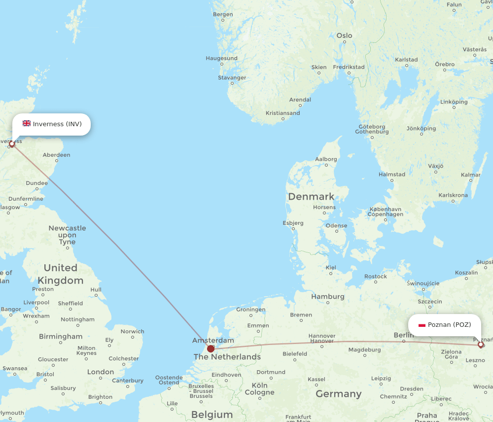 POZ to INV flights and routes map