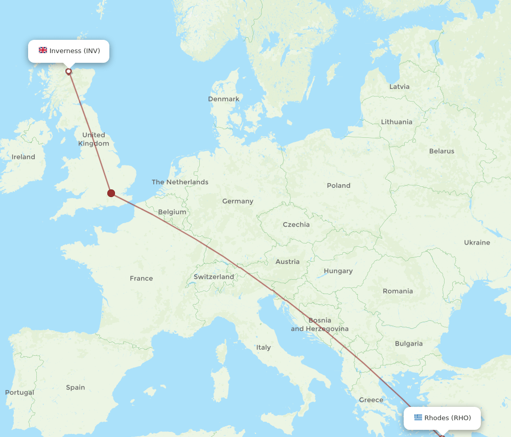 INV to RHO flights and routes map