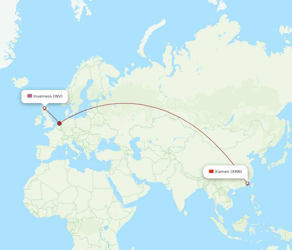 INV to XMN flights and routes map