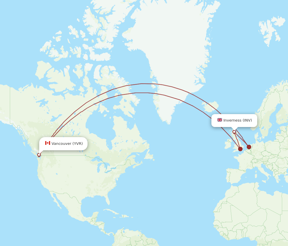 INV-YVR flight routes
