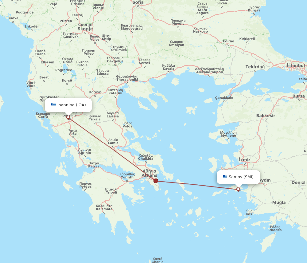 IOA to SMI flights and routes map