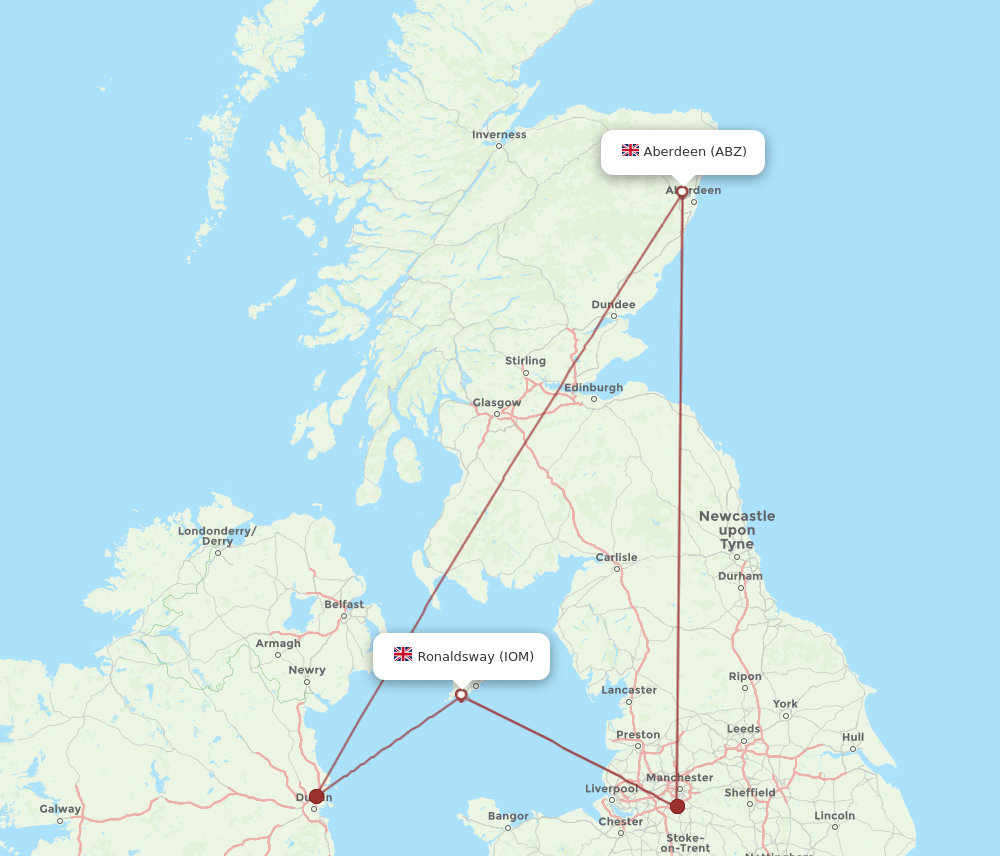 IOM to ABZ flights and routes map