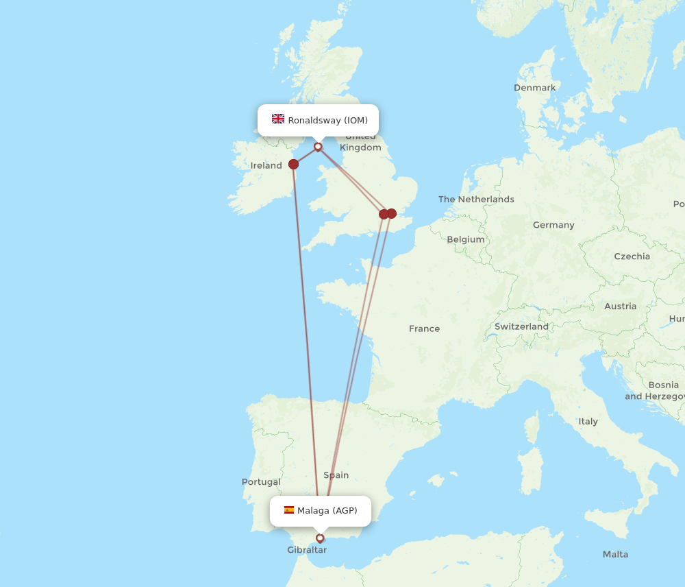 IOM-AGP flight routes