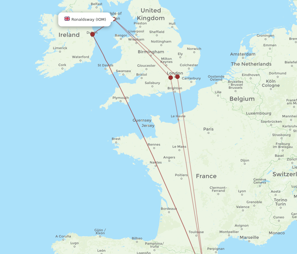 IOM-BCN flight routes