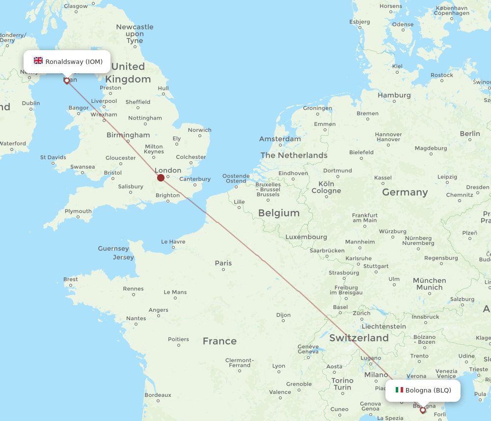 IOM-BLQ flight routes
