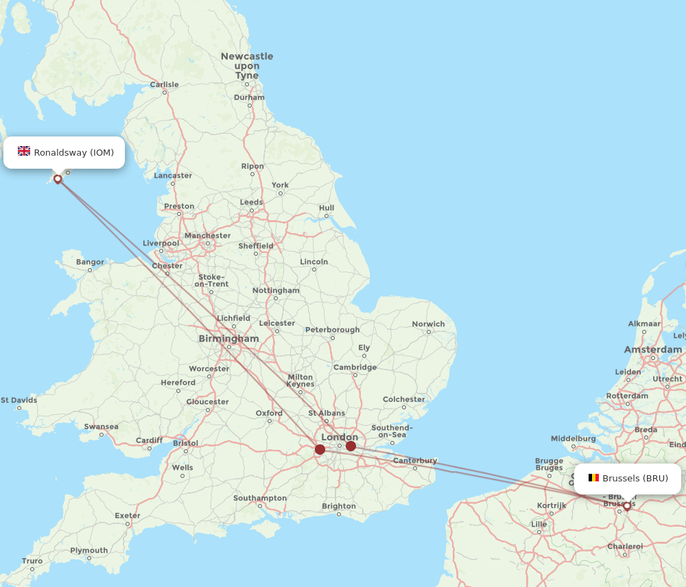 IOM-BRU flight routes