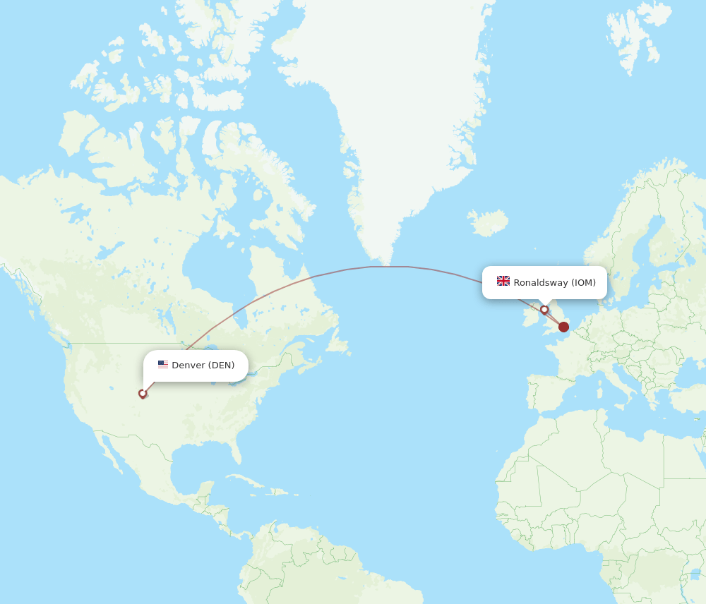 IOM to DEN flights and routes map