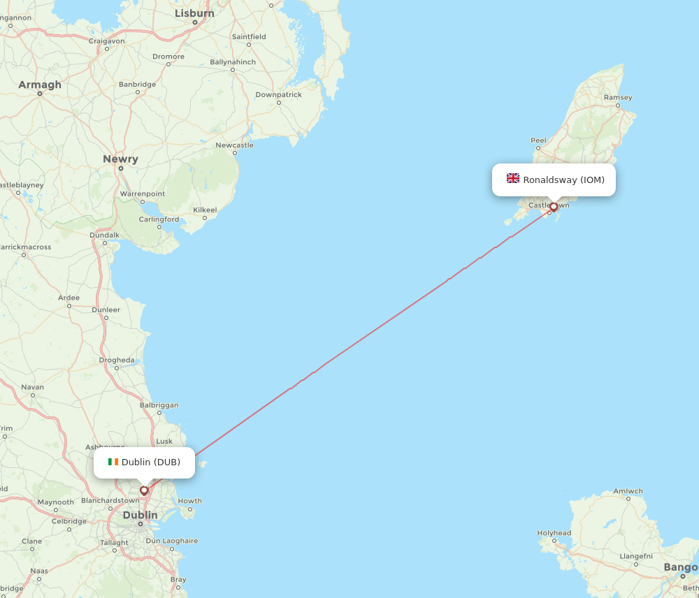 Isle Of Man - Dublin route map and flight paths