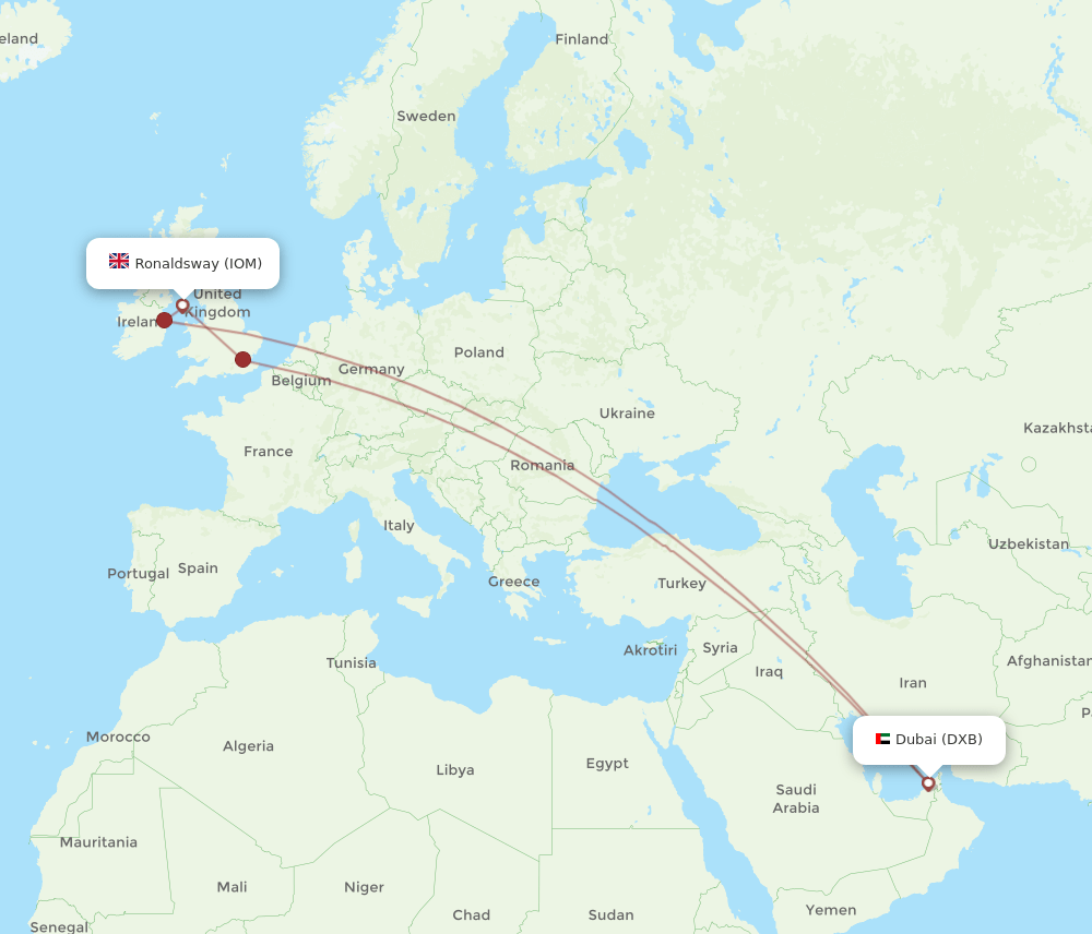 IOM-DXB flight routes
