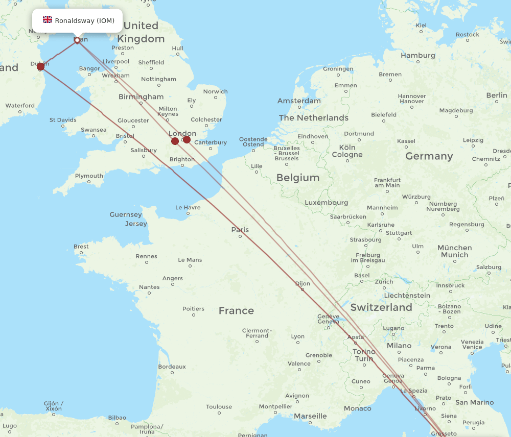IOM-FCO flight routes