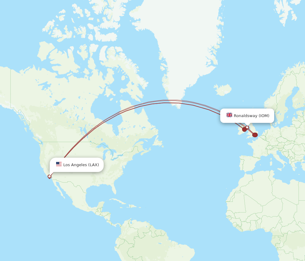 IOM-LAX flight routes