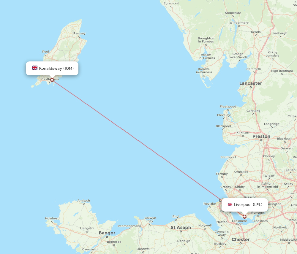 IOM to LPL flights and routes map