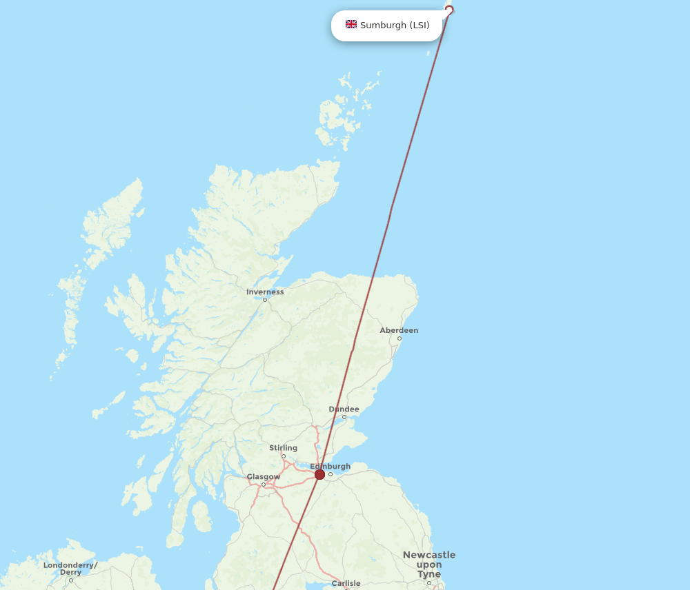Isle Of Man - Shetland Islands route map and flight paths