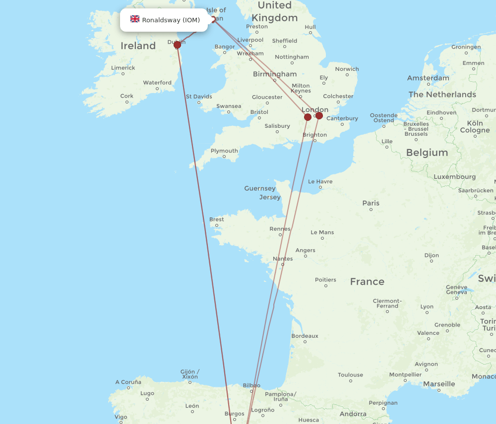 IOM-MAD flight routes