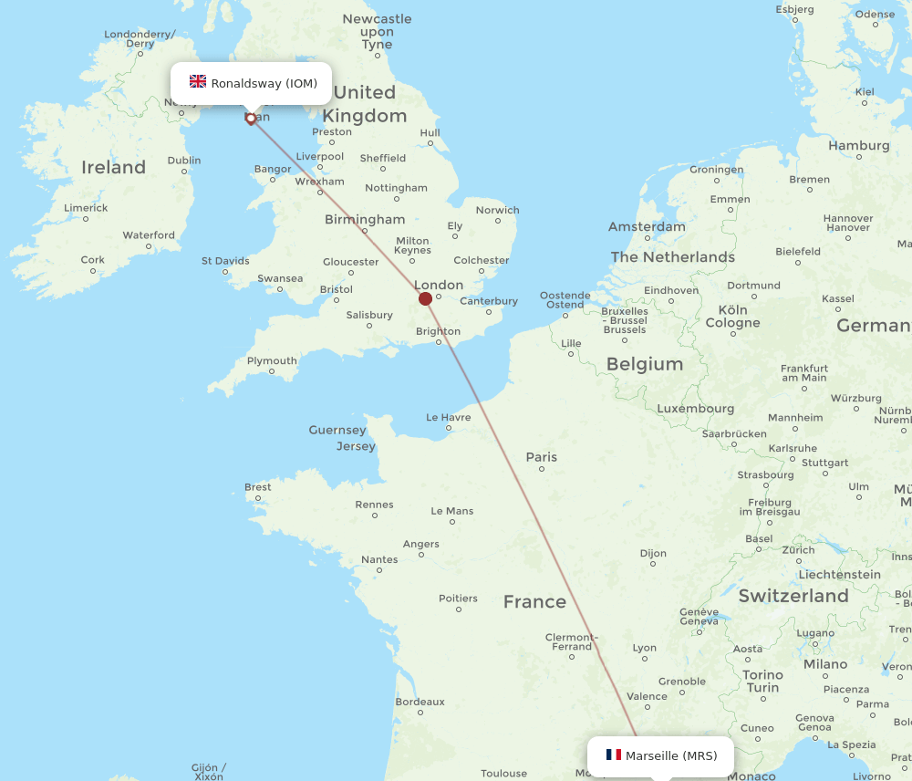 IOM to MRS flights and routes map