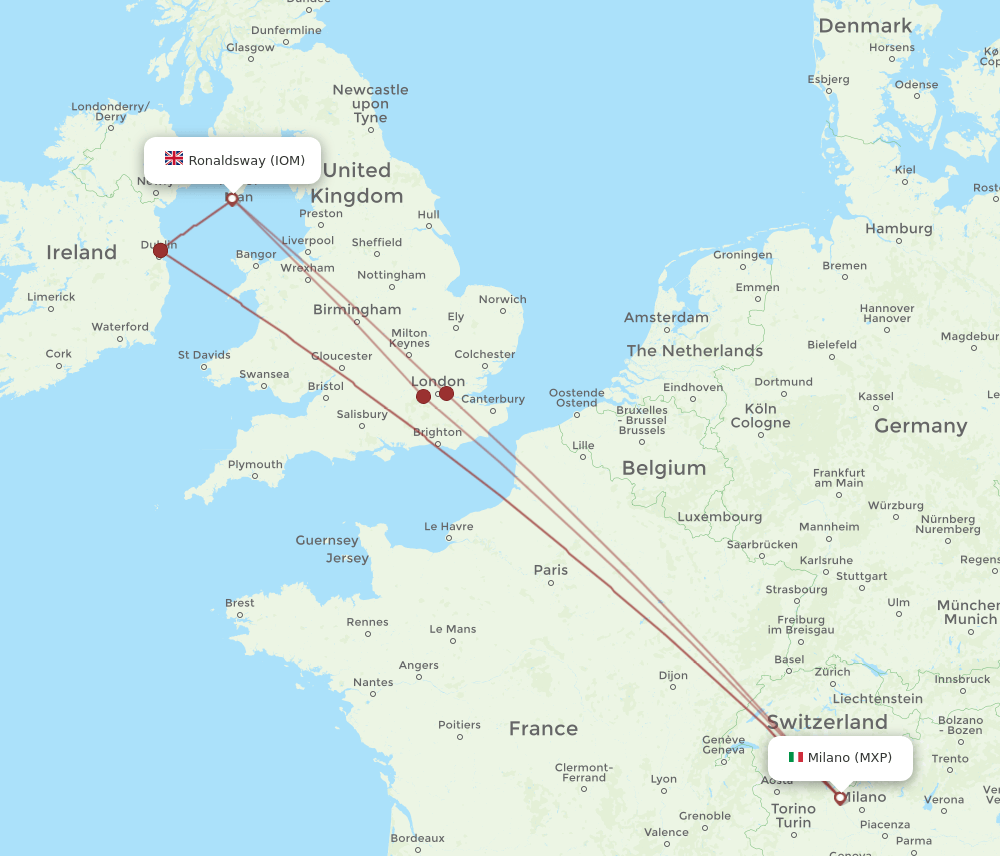 IOM-MXP flight routes
