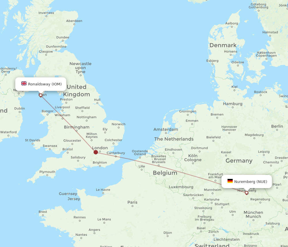 IOM-NUE flight routes