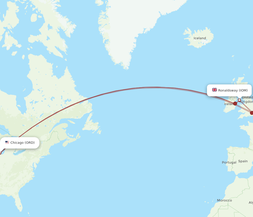IOM-ORD flight routes