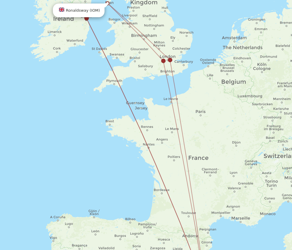 IOM to PMI flights and routes map