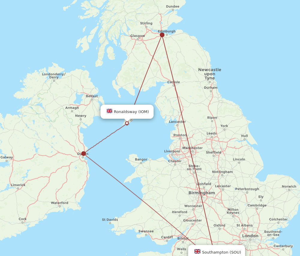IOM to SOU flights and routes map