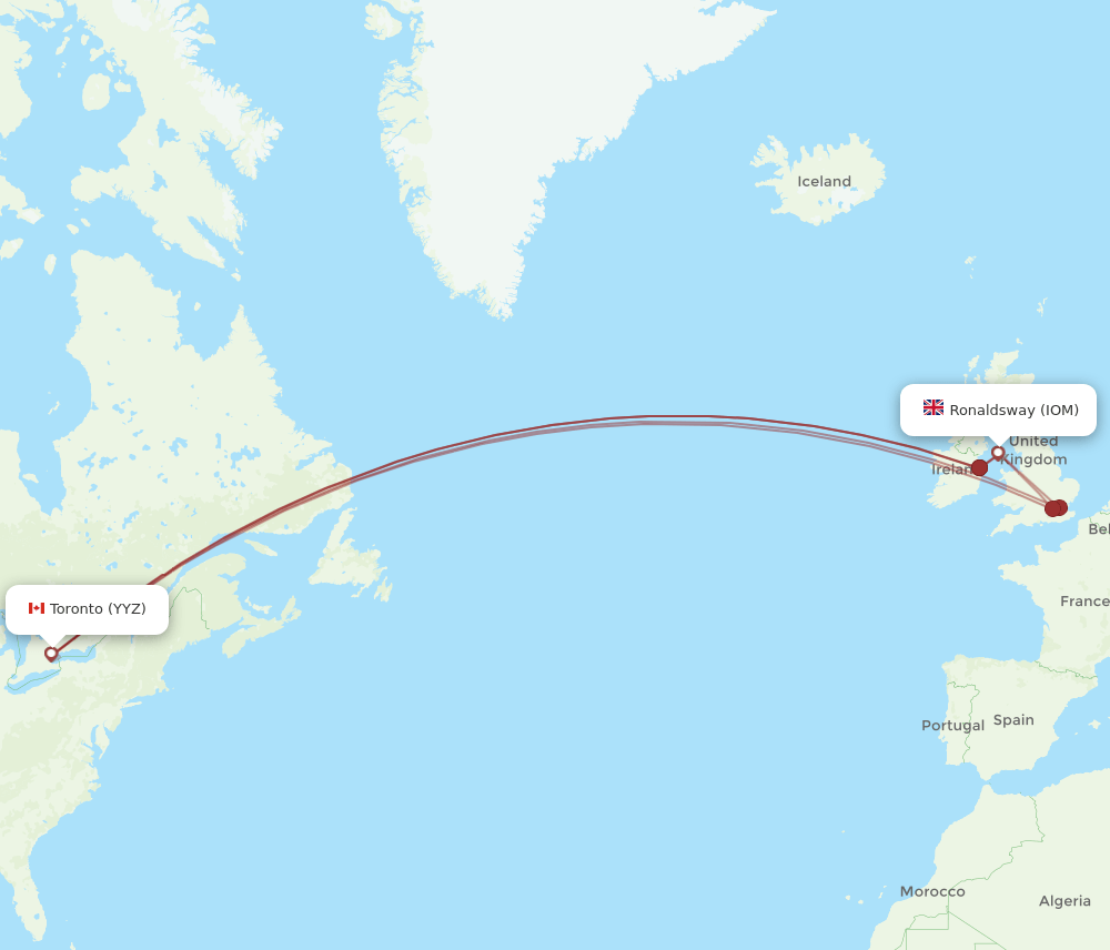 IOM-YYZ flight routes