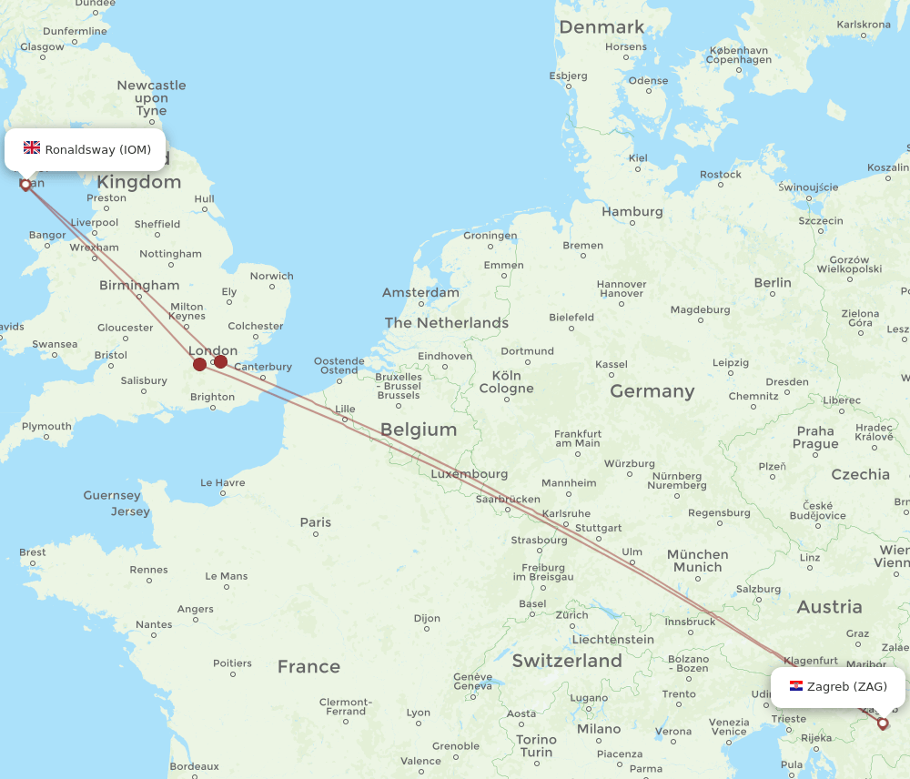 IOM-ZAG flight routes