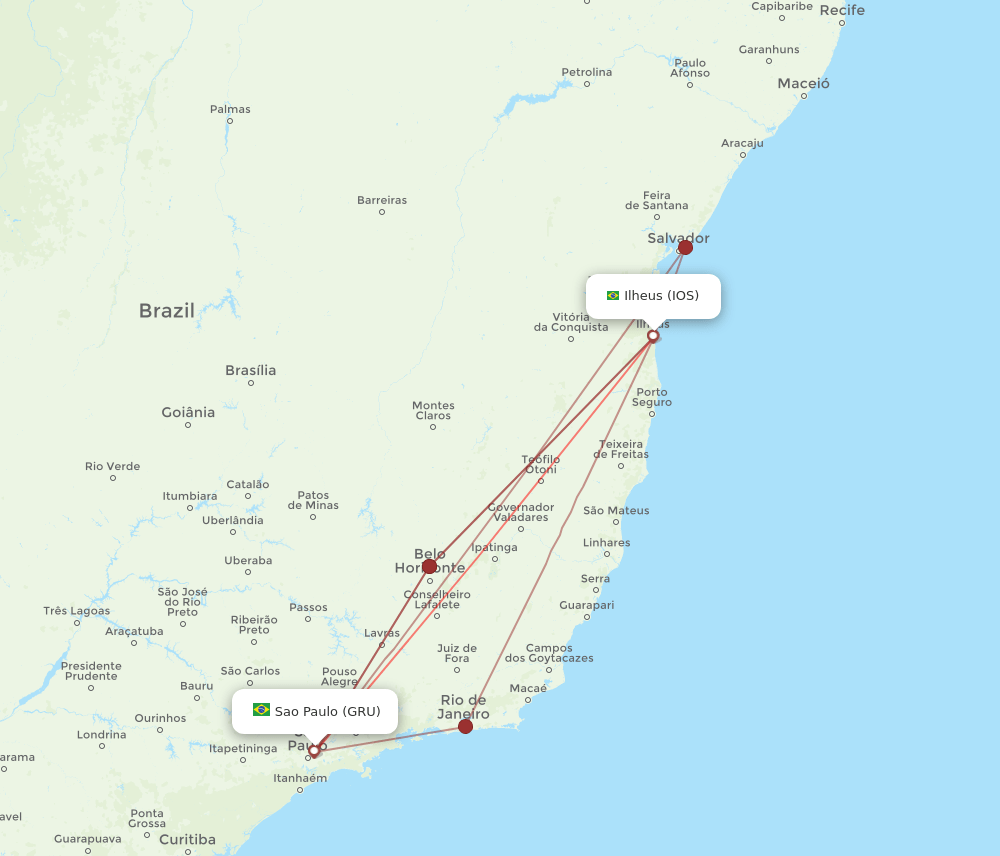 IOS to GRU flights and routes map