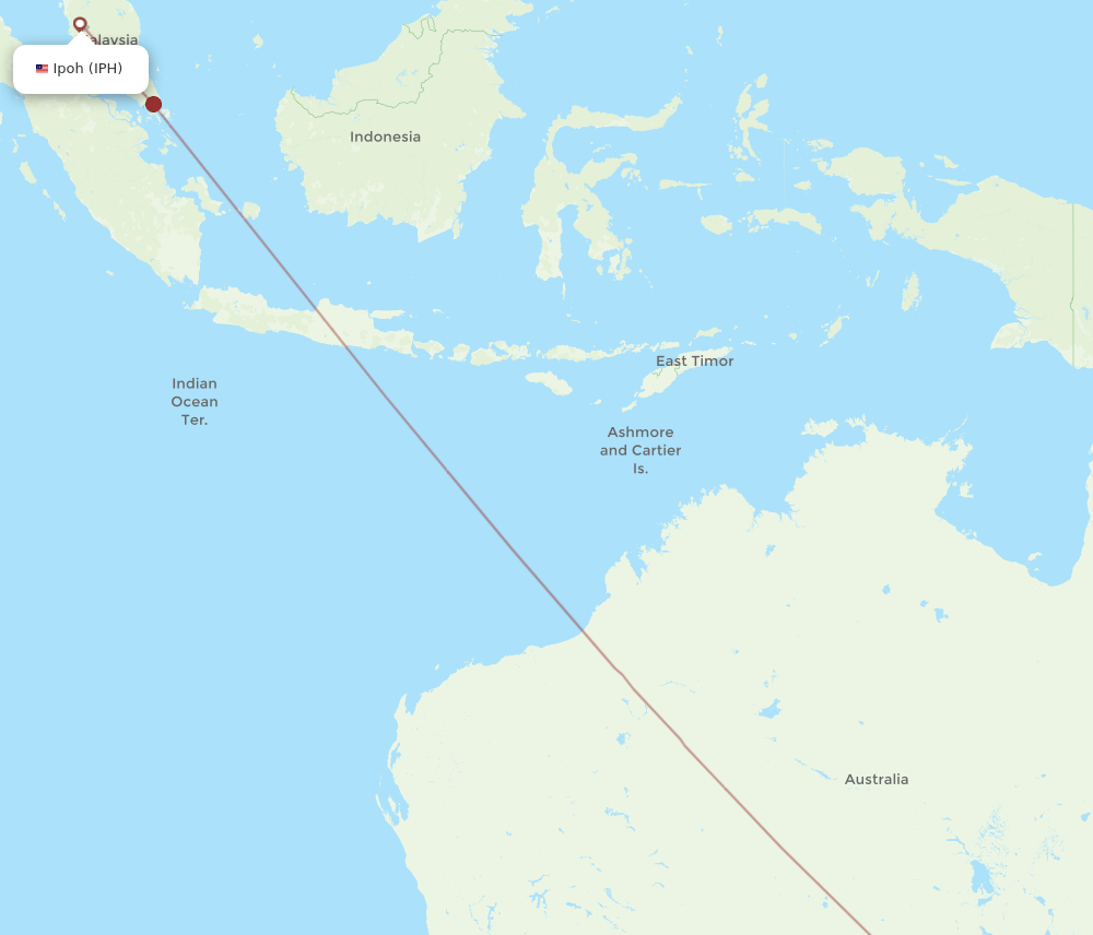 Adelaide - Ipoh route map and flight paths