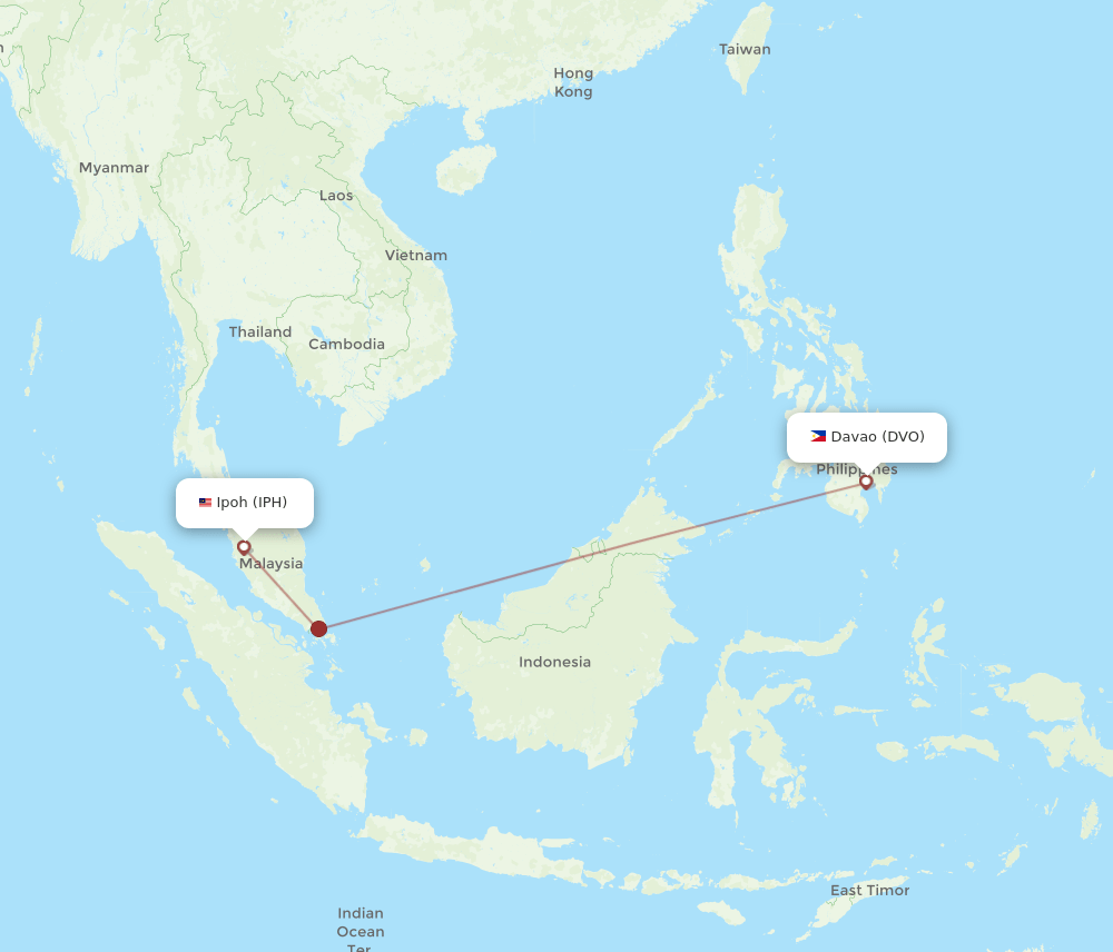 DVO to IPH flights and routes map