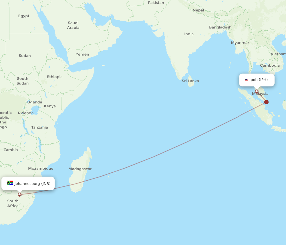 IPH-JNB flight routes