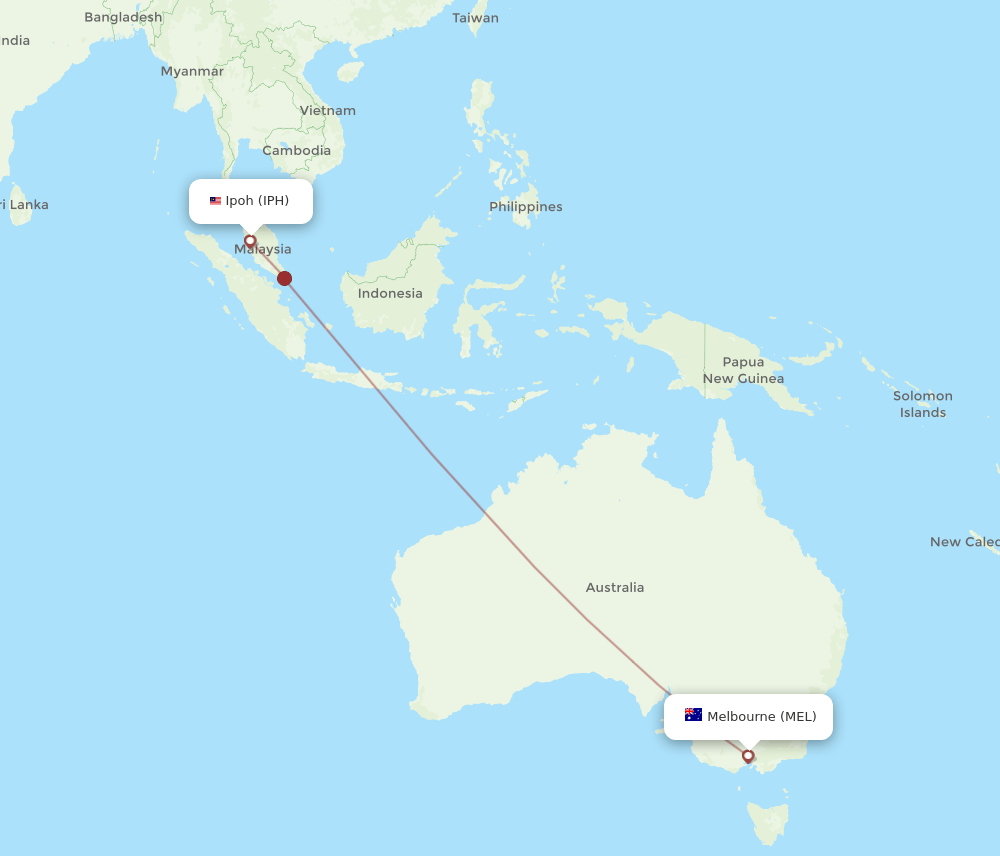 IPH to MEL flights and routes map