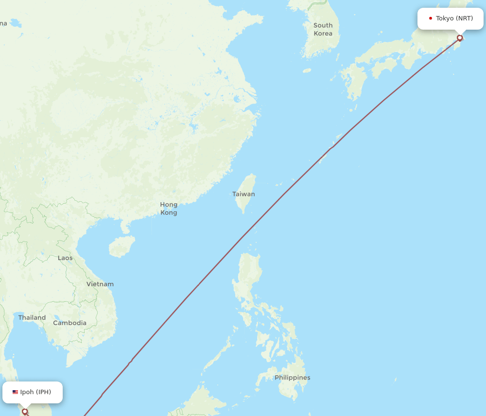 IPH-NRT flight routes