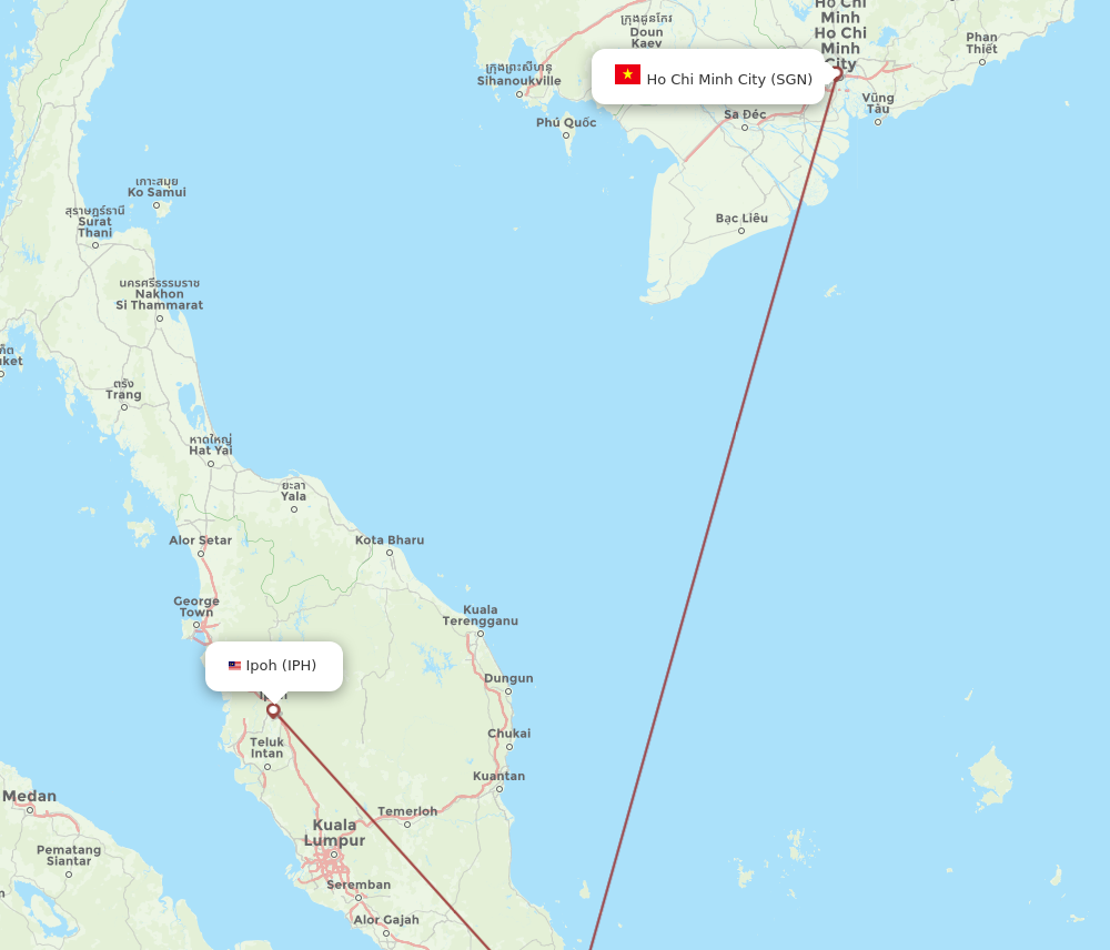 IPH to SGN flights and routes map