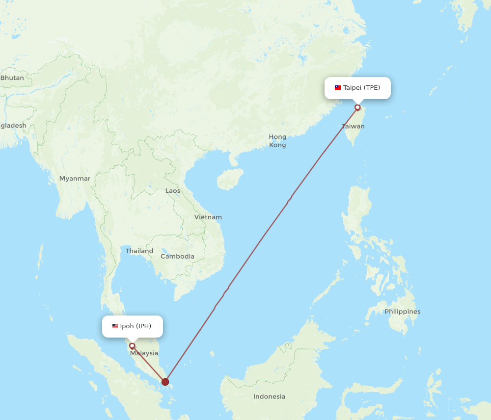 IPH to TPE flights and routes map