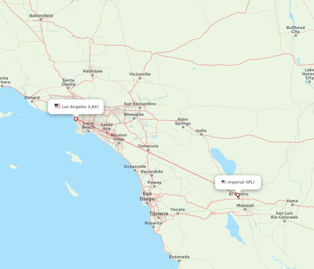 IPL to LAX flights and routes map