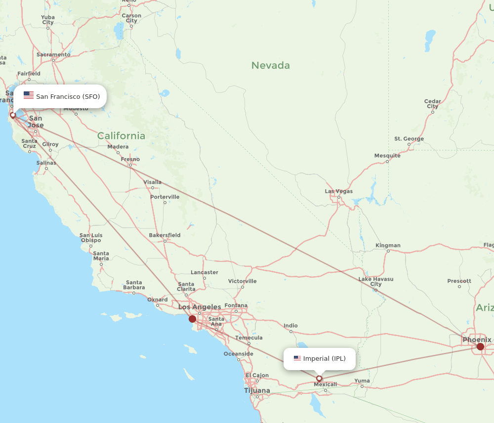 IPL to SFO flights and routes map