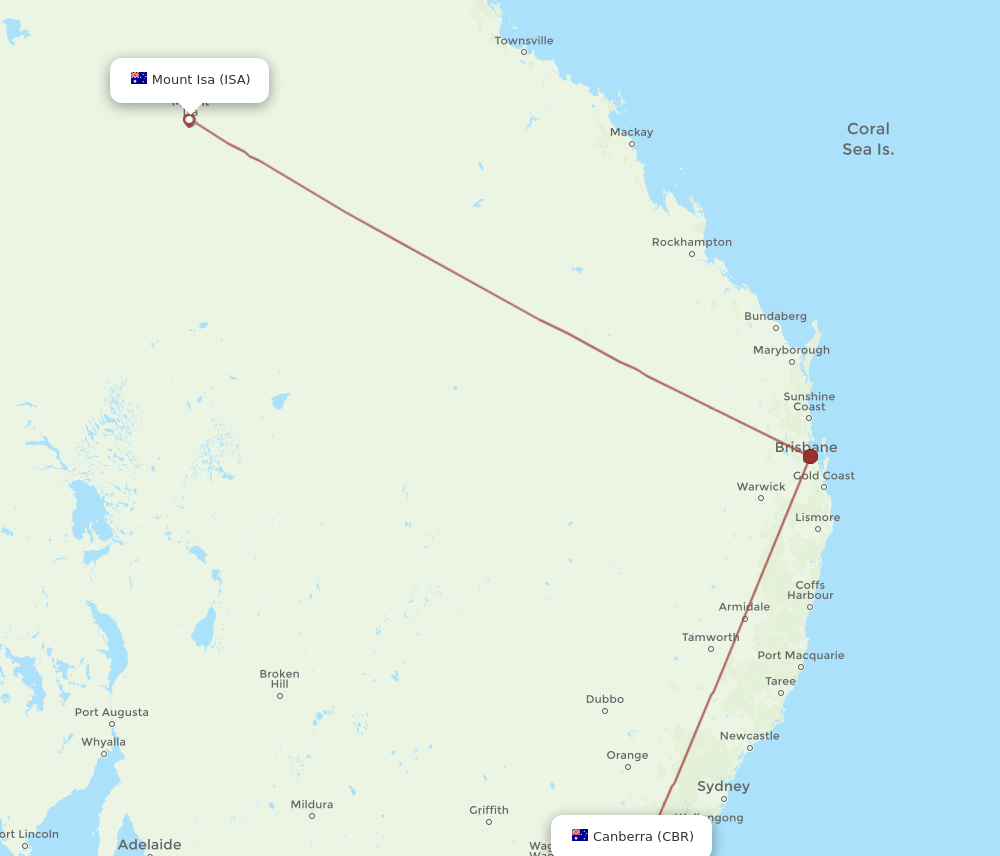 ISA-CBR flight routes