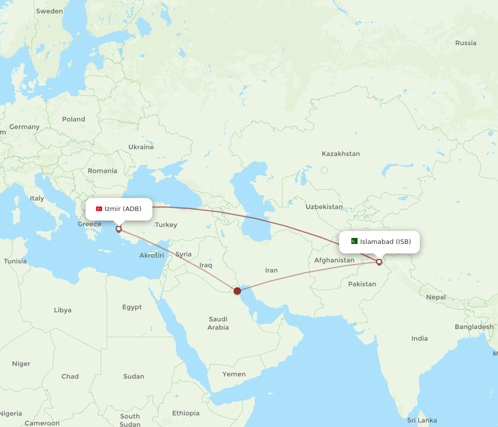 ISB-ADB flight routes